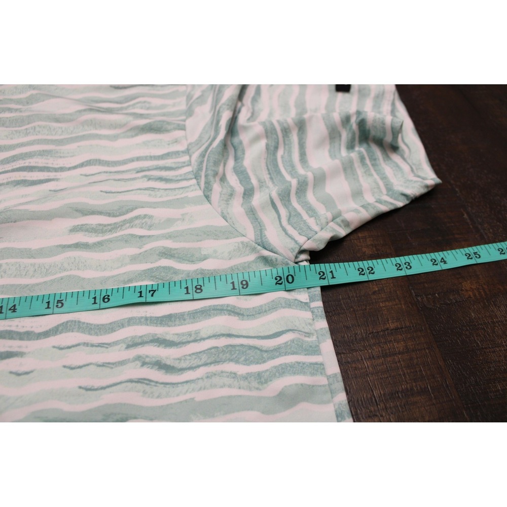Bad Birdie Golf Polo Shirt Mens Medium Green Wave Stripe Performance Stretch - Picture 3 of 9